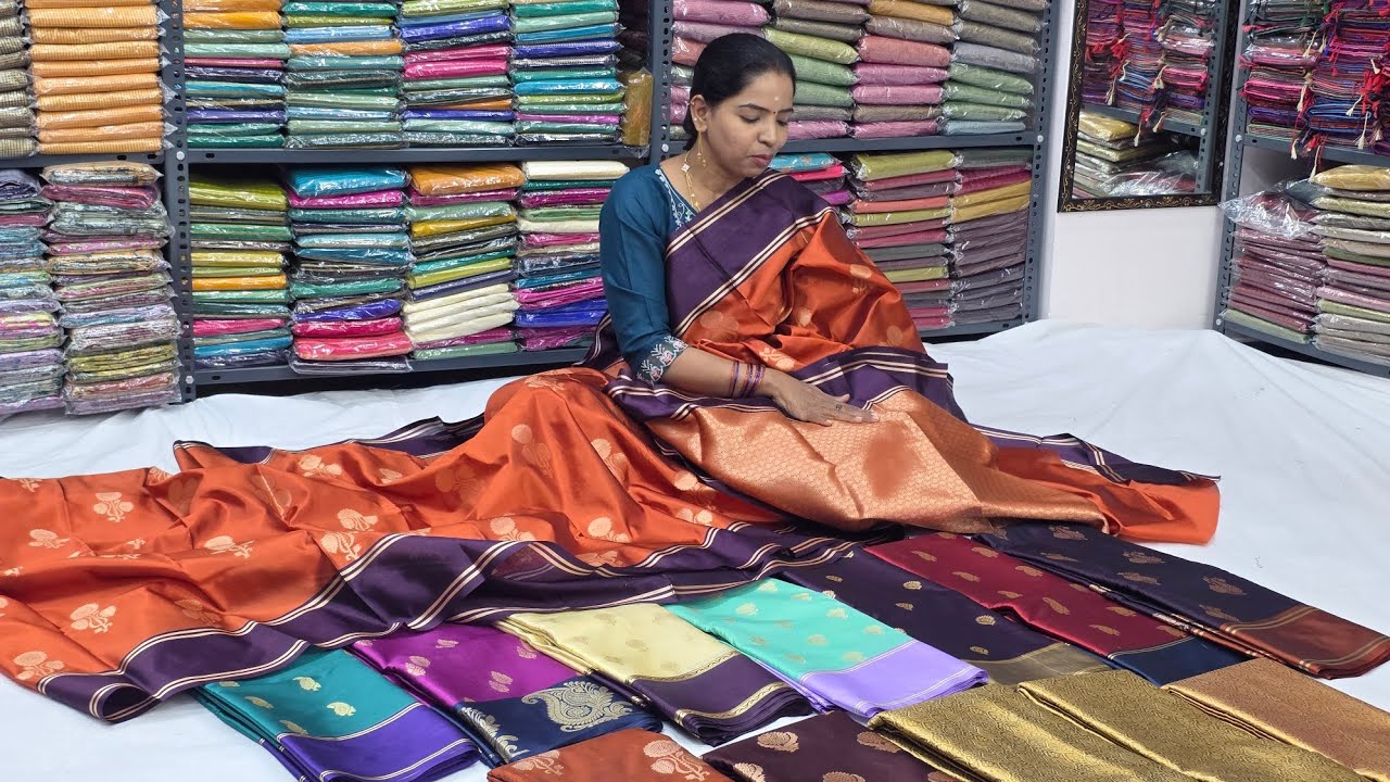 Rust Orange Soft Silk  Mangalgiri Semi Silk Tissue Cottons Newyear 🎄✨️Sarees Rs.330 Wholesale 