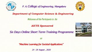 AICTE Sponsored STTP on Machine Learning for Societal Applications