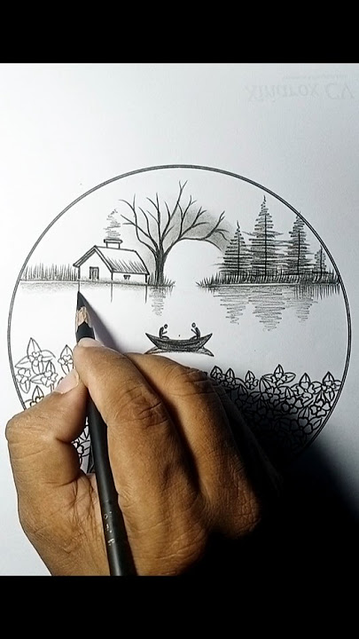 Learn to draw Hypnotizing riverside flowers garden scenery drawing #shorts #art #drawing #shortvideo