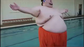 fat man transforms into a colossal Titan
