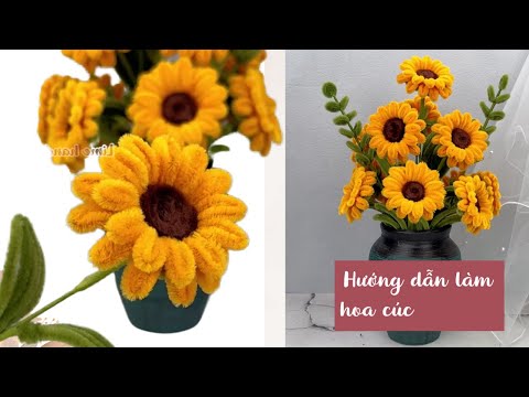 Cách làm hoa cúc, hoa hướng dương bằng kẽm nhung đơn giản
