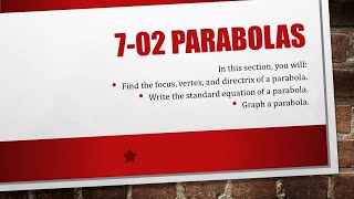 Precalculus 7-02 Parabolas
