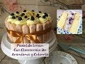 Pastel De Limon Relleno De Cheesecake Con Arándanos  y Cubierta