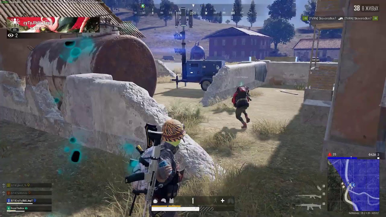 PUBG: evening game with a team plus a random player, just a game, just relaxation 