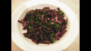 Sauteed Beet Greens and Stems with Garlic