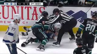 Mario Ferraro Drops The Gloves With Mitchell Chaffee After Late Hit On Nikolai Kovalenko