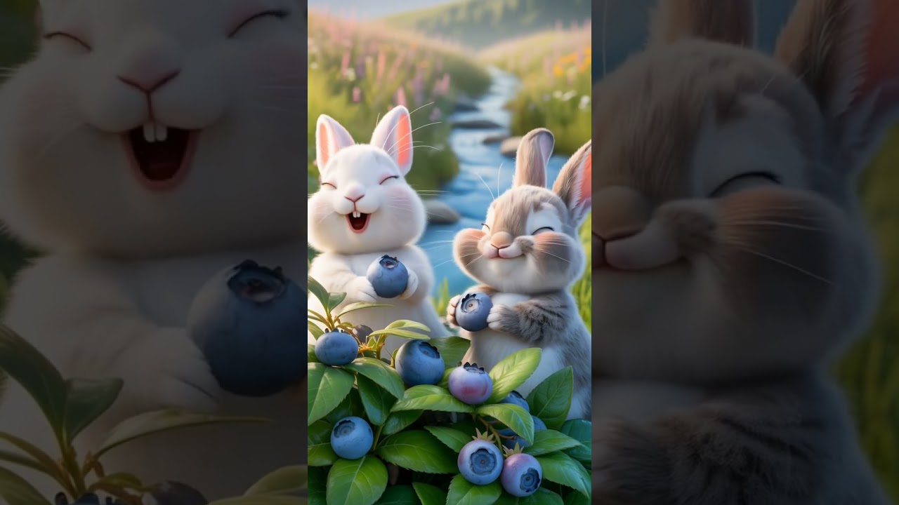 Cute bunnies eating blueberries | Funny bunny videos 
