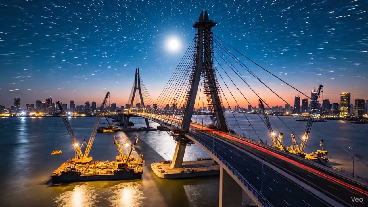 Cinematic video mumbai bridge construction animation video only for entertainment 