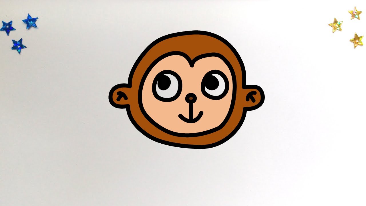 How To Draw A Monkey Face Easy Drawing Tutorial For Kids Toddlers Preschoolers Youtube