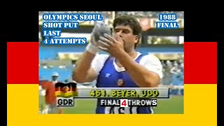 Udo Beyer (Germany) last 4 attempts shot put final 1988 Olympics Seoul.