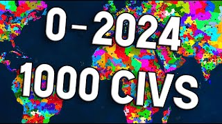 WORLD MAP 1000 CIVS BATTLE ROYALE RANDOM 02024 YEAR | AoH2 Timelapse AI EP 1