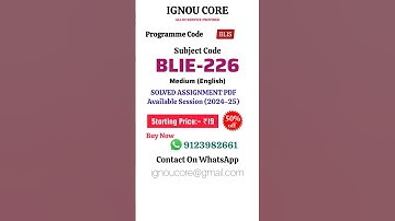 BLIE 226 Solved Assignment PDF 2024-25 in English, BLIS program BLIE-226 Solved assignments