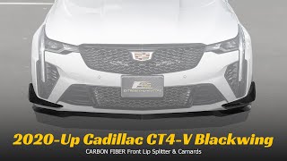 Extreme Online Store 2020-Up Cadillac CT4-V Blackwing Carbon Fiber Front Splitter Lip & Canards