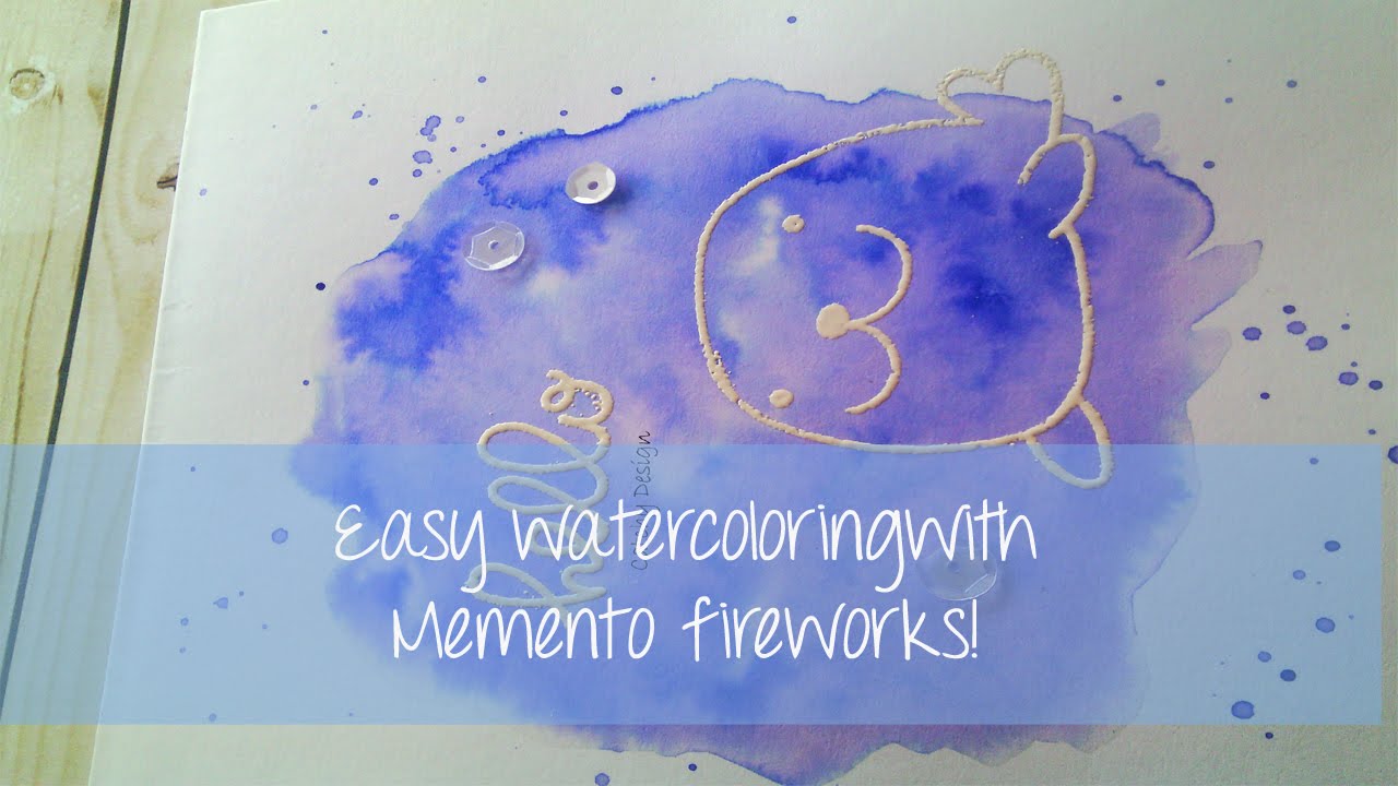 Easy Watercoloring with Memento Fire Work Shimmer Spray.