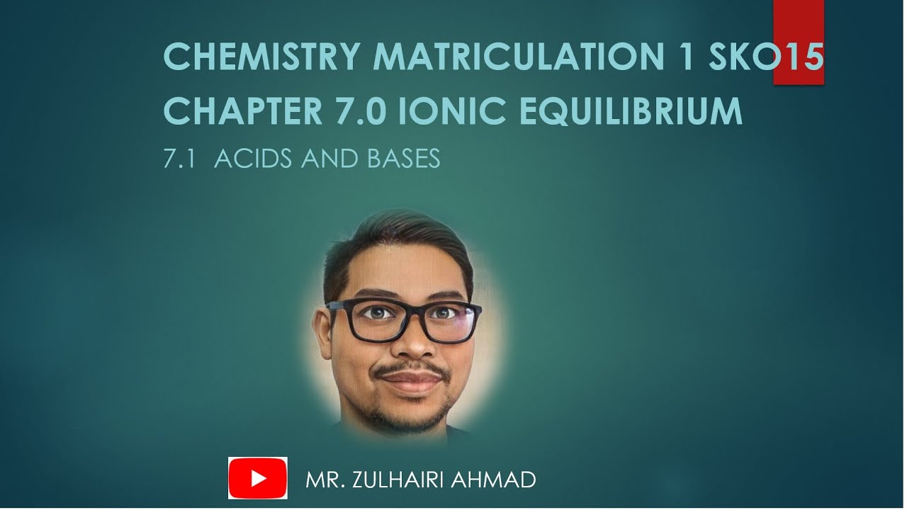 Chemistry Matriculation SK015 Chapter 7 Ionic Equilibrium 7.1