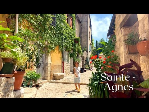 Walking in Sainte Agnès, French Riviera beautiful medieval village, South of France