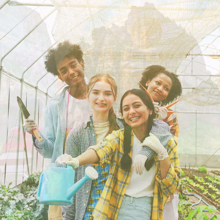Kids in group smiling