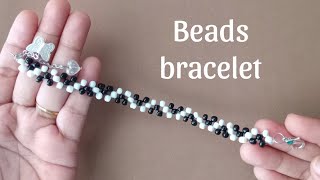 DIY | How to make black and white seed bead bracelet | beaded bracelet | jewerly