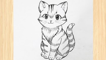 How to draw a cat easy step by step | Cat drawing easy for beginners