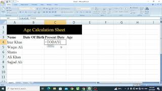 Age Calculation in Excel. Excel formula practical file with example