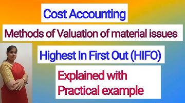 Cost Accounting - Methods of Valuation of Material Issue| HIFO| Practical problem| For B.COM,BBM,BBA