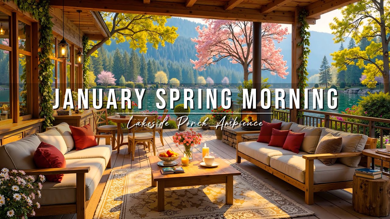 January Spring Morning Jazz at Cozy Lakeside Porch Ambience 🌸 Relaxing Jazz Music for Good Moods