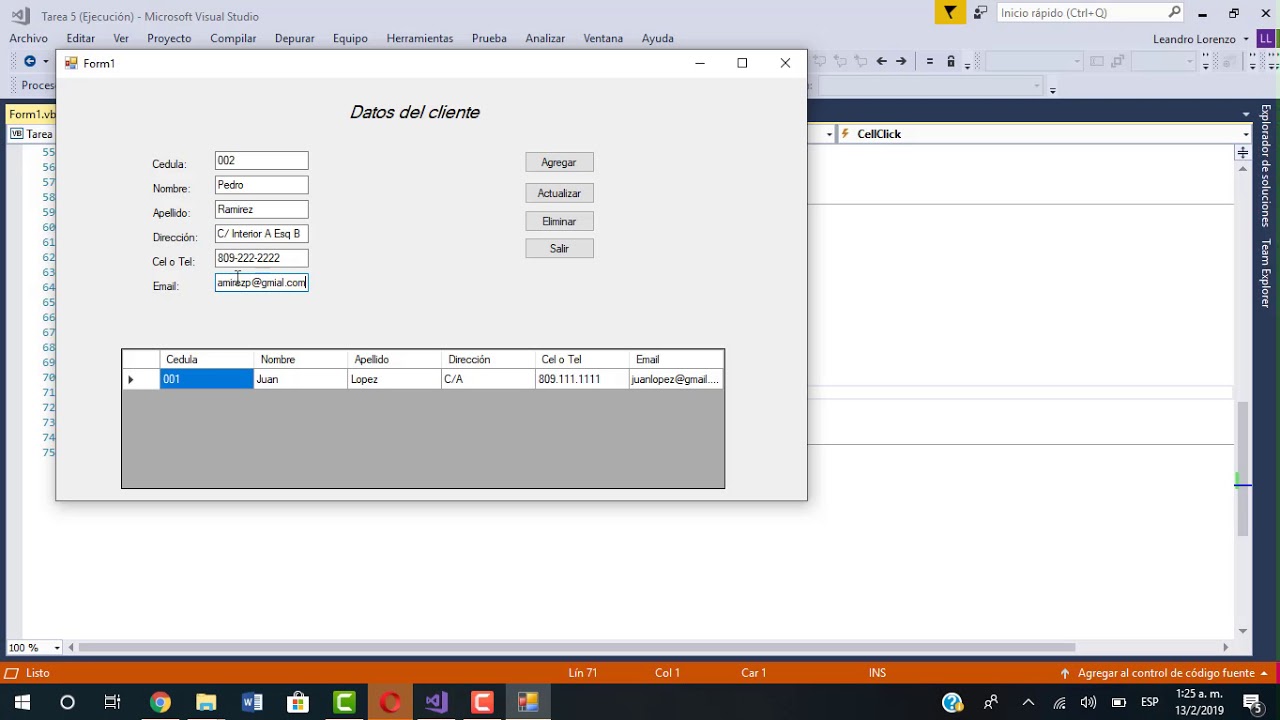 Configurar botones, agregar, actualizar, eliminar Datagridview, Visual ...