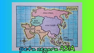 Cara menggambar PETA BENUA ASIA Lengkap dengan keterangan nya