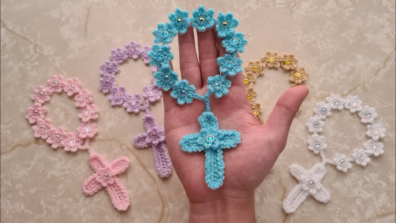 Mini Denario o Decenario EXPRESS tejido en CROCHET | Modelo 4 | Recuerdos paras ceremonias