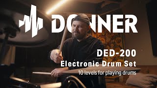 DONNER DED-200 Electric Drum Set  5 Drums 4 Cymbals