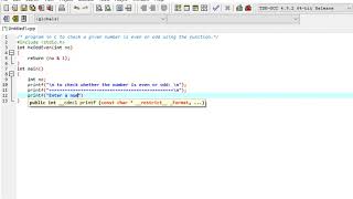 program in C to check a given number is even or odd using the function