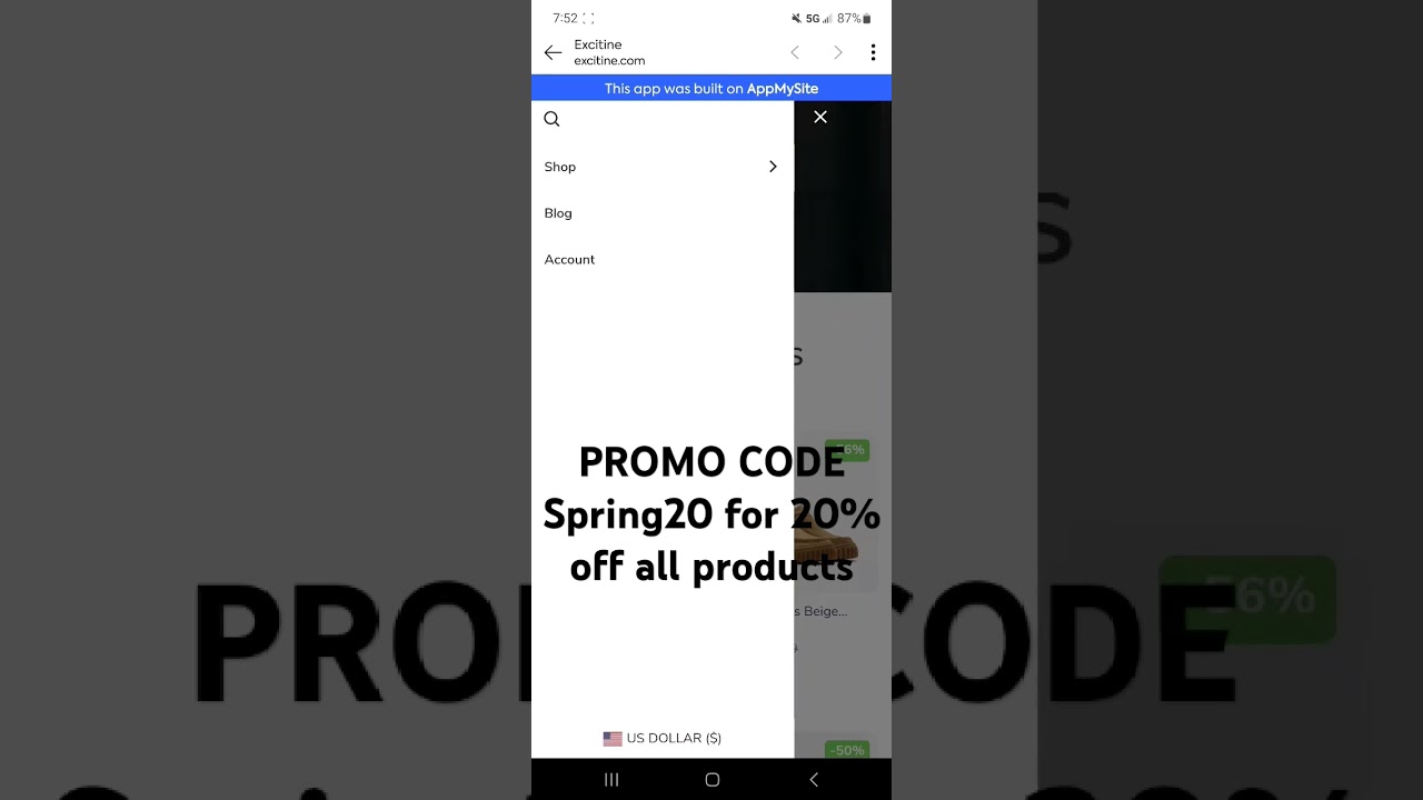 Excitine Promo code Spring20 for 20% off 