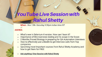 Live QA Webinar/Chat Session - Rahul Shetty