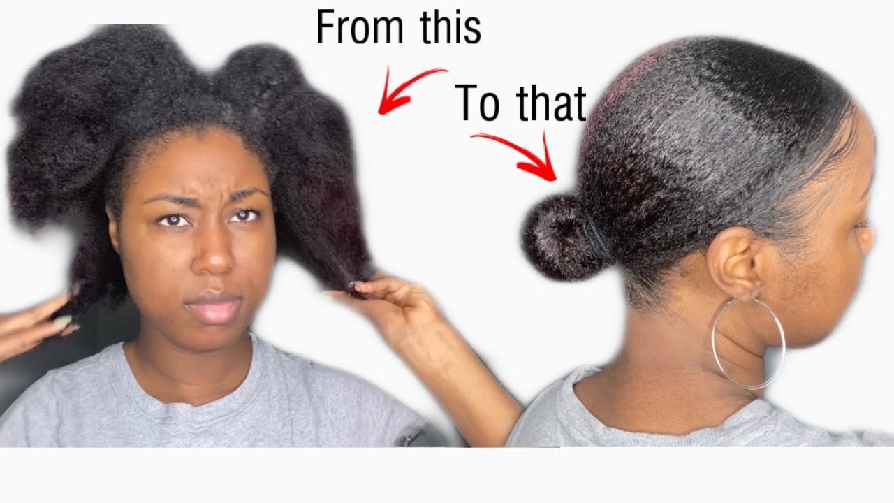 The Best Method To Get A Low Sleek Bun on Natural Hair | Type 4 Natural Hair