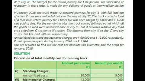 SERVICE COSTING OR OPERATING COSTING PART 6 (ILLUSTRATION 5)
