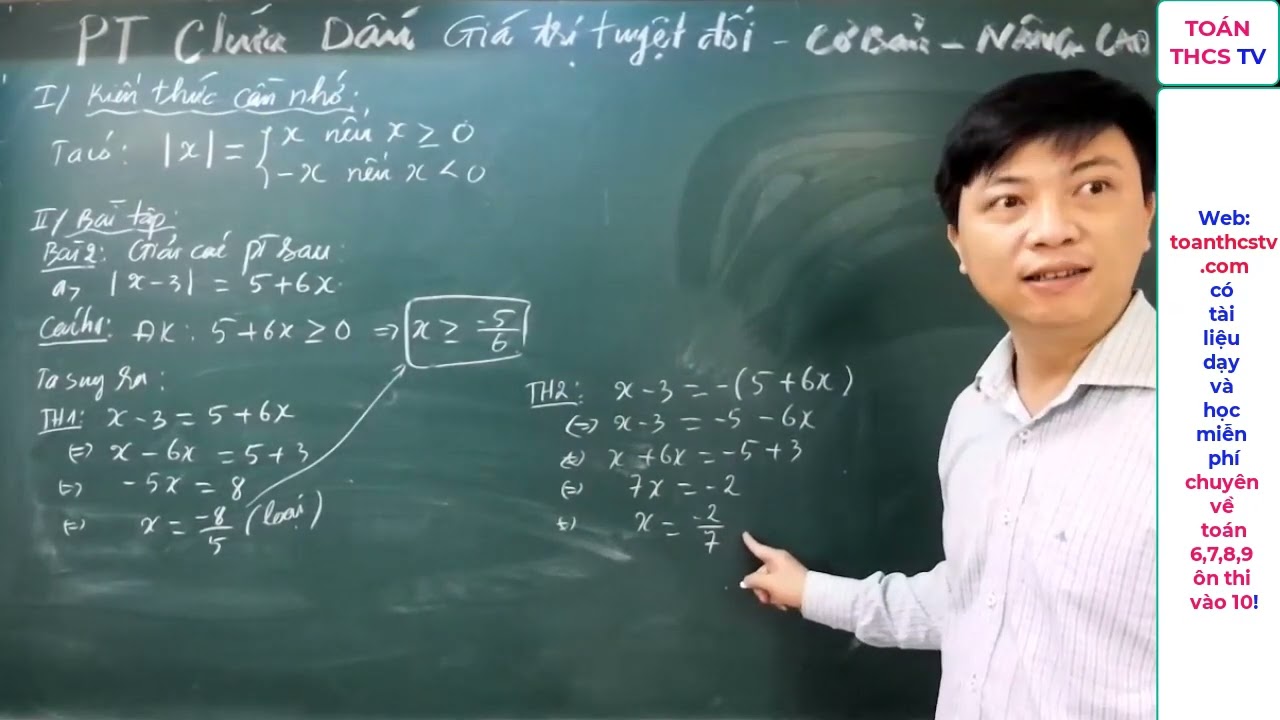 Học giải phương trình chứa dấu giá trị tuyệt đối cơ... - youtube