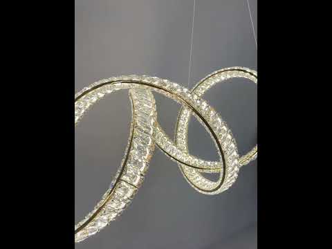 Cветодиодная хрустальная люстра Linisoln 240W до 40 м² цвет Золотистый 7115 GD, видео 1