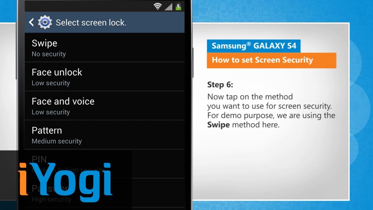 Lock Screen Security Options on Samsung® GALAXY S4
