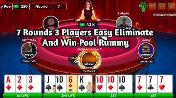 🔥 Only 7 Rounds 3 Players Easy Eliminate !! Win 101 Pool Rummy !! Mpl Gameplay