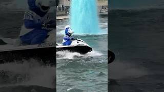 Mascot Blue rode out on his jet-ski during the blue-ing of the canal to kick off Colts season.
