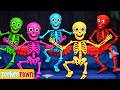 Five Colored Skeletons Jumping On The Bed + Spooky Skeletons Songs For Kids By Teehee Town