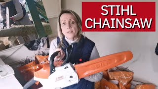 USING A STIHL MSA 200 C BATTERY CHAINSAW/Ladies you can do it too