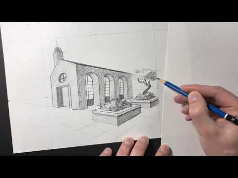 036 Adding light and shadow to a realistic perspective drawing
