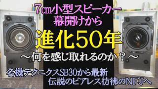 【NFJ最新アノダイズコーンユニットを聴く！】7cm小型スピーカー幕開けから進化50年～何を感じられるのか？～　名機テクニクスSB30から最新伝説のピアレス彷彿のNFJユニットへ