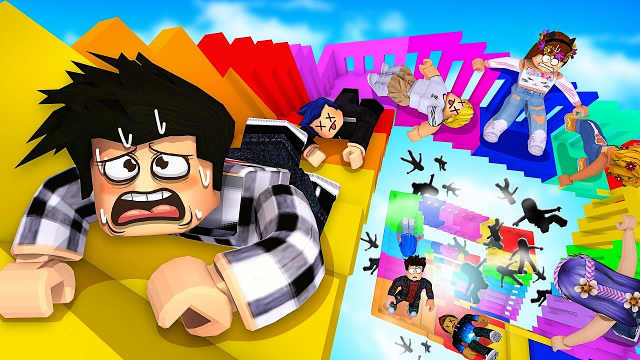 Survivre aux ESCALIERS GLISSANTS 100 JOUEURS dans Roblox !