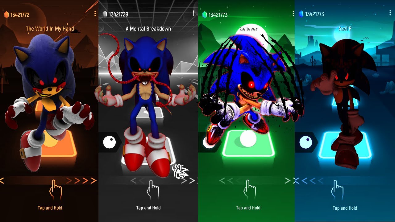 Sonic EXE 🔴 Dark EXE 🔴 Sonic 🔴| DING DONG HIDE AND SEEK Tiles Hop EDM Rush!