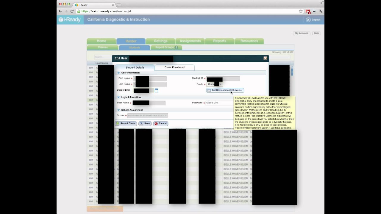 Changing the Developmental Level for the i-Ready Diagnostic - YouTube