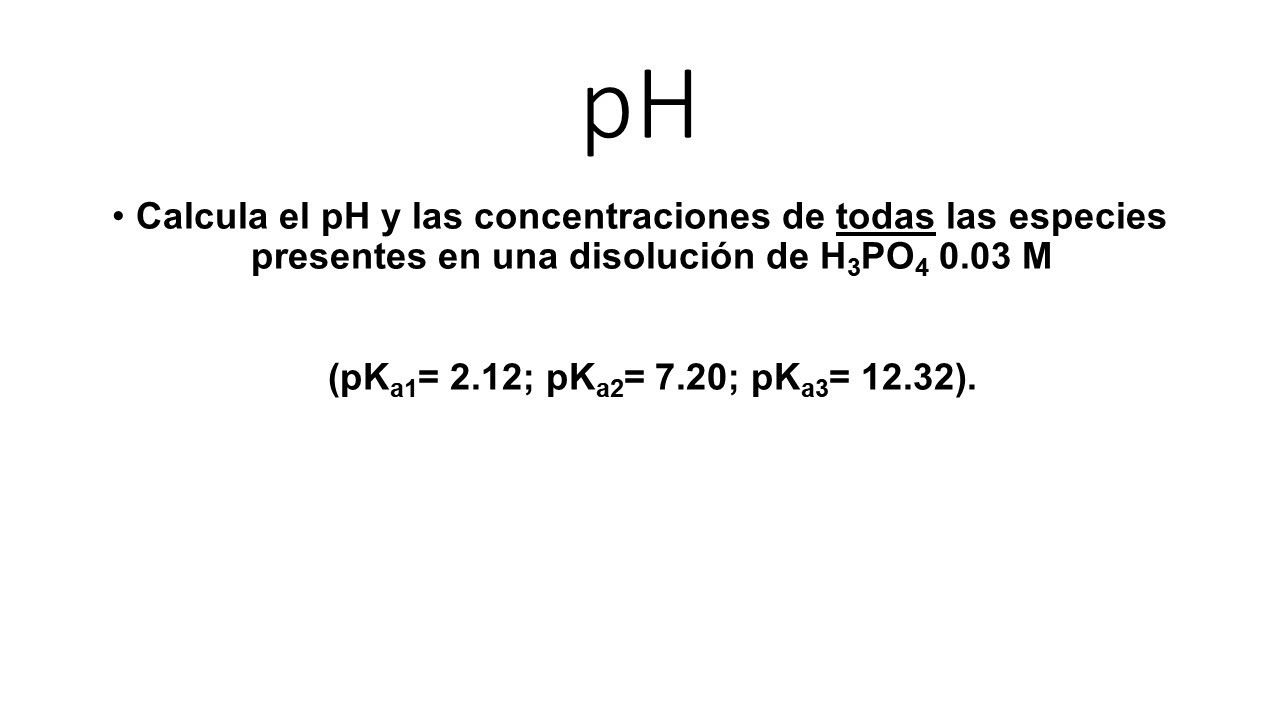 Calcula el pH y las concentraciones de todas las especies presentes en