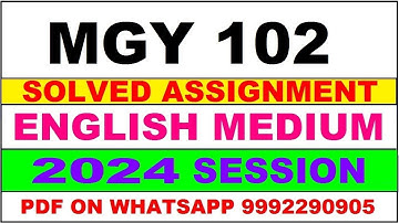 mgy 102 solved assignment 2024 | mgy 102 solved assignment in english 2023-24 | mgy 102 2024