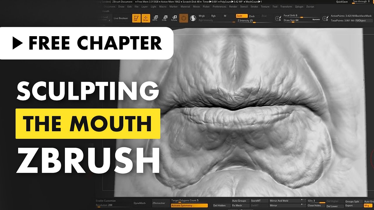 how to make mouth in zbrush